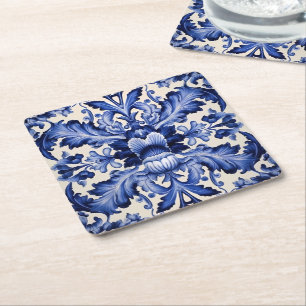 Dessous De Verre Carré Élégant Chic Delware Blue Flower
