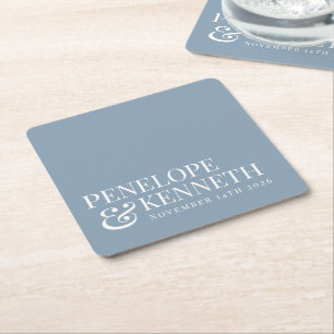 Dessous De Verre Carré Élégant Classique Simple Mariage Bleu Poussiéreux