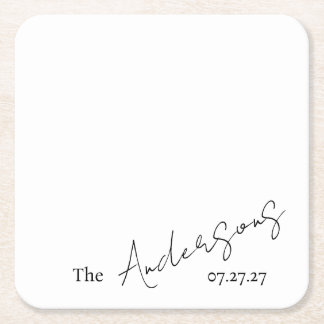Dessous De Verre Carré Elegant Cursive Custom Text Simple Wedding