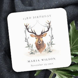 Dessous De Verre Carré Élégant Cute Dusky Deer Floral N'Importe Quel Âge 