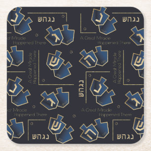 Dessous De Verre Carré Elégant Dreidels Blue Golds