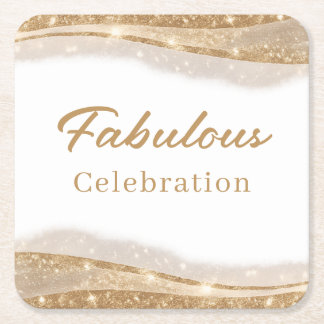 Dessous De Verre Carré Elegant Fabulous Gold Birthday Party