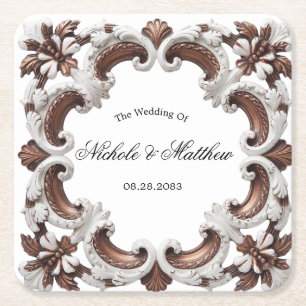 Dessous De Verre Carré Élégant Mariage baroque