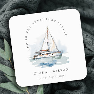 Dessous De Verre Carré Elégant Mariage de navigation de plaisance Dusky