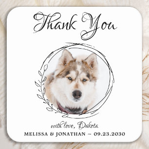 Dessous De Verre Carré Élégant Merci photo pour animaux de compagnie Mari