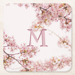 Dessous De Verre Carré Élégant Monogramme Rose 