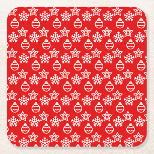 Dessous De Verre Carré Élégant Motif de Noël en rouge