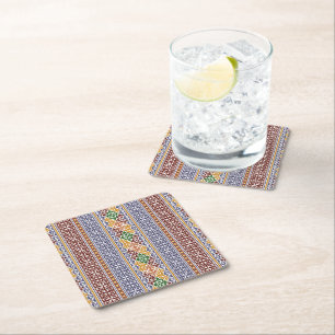 Dessous De Verre Carré élégant motif ethnique