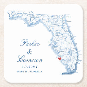 Dessous De Verre Carré Élégant Naples Florida Map Mariage