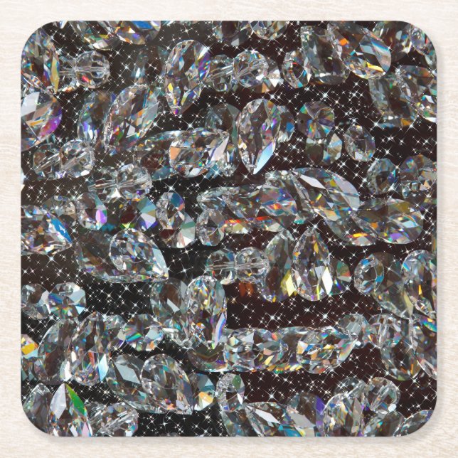 Dessous De Verre Carré Élégant Parties scintillant de diamant (Devant)