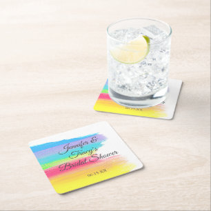 Dessous De Verre Carré Elegant Rainbow Mariage Lesbien Personnalisé