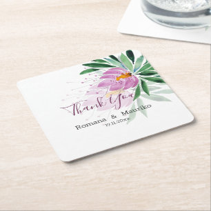 Dessous De Verre Carré Élégant romantique violet lotus aquarelle Art