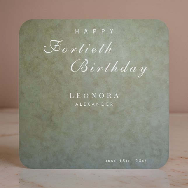 Dessous De Verre Carré Elégant Sage Gold N'IMPORTE QUEL anniversaire (Créateur téléchargé)