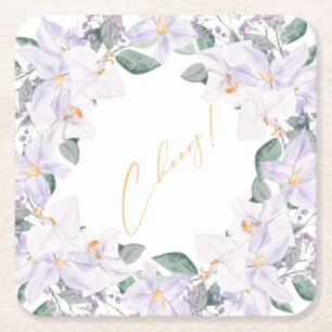 Dessous De Verre Carré Elégant violet & verdure Aquarelle Cheers!