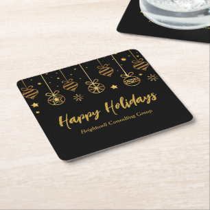 Dessous De Verre Carré Elégante Black Gold Custom Business Fête de vacanc