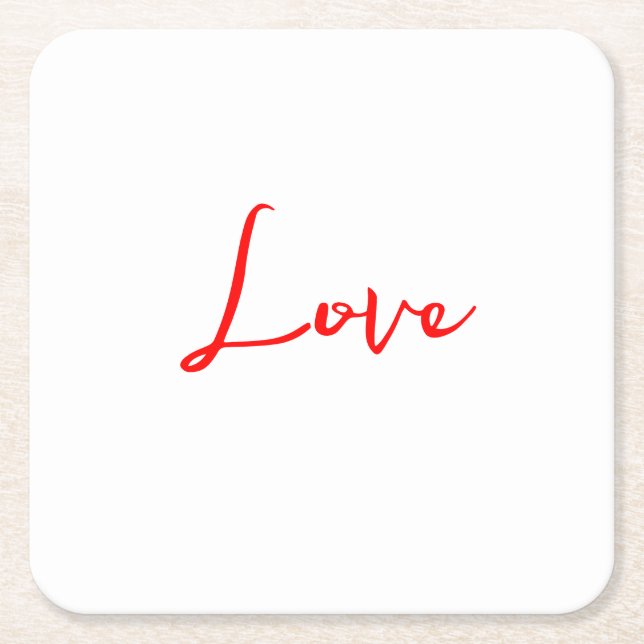 Dessous De Verre Carré Élégante calligraphie rouge Mariage d'amour blanc (Devant)