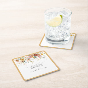 Dessous De Verre Carré Elégante Fête des mariées d'aquarelle Fleur sauvag