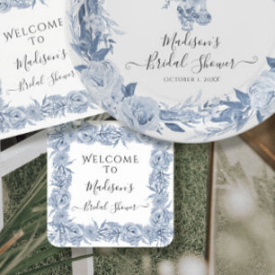 Dessous De Verre Carré Elégante Fête des mariées Floral Blue Chinoiserie