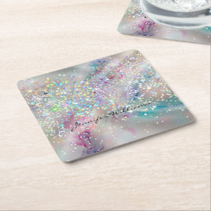 Dessous De Verre Carré Élégante Parties scintillant holographique Pastel 