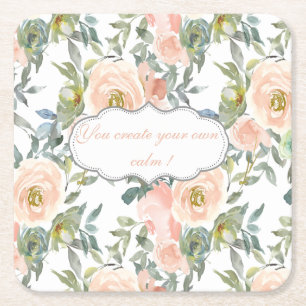 Dessous De Verre Carré Élégantes Roses Chic, Message Motivationnel