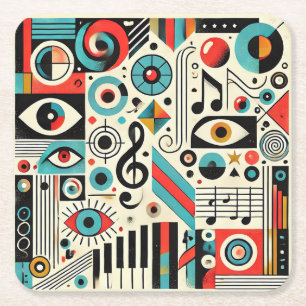 Dessous De Verre Carré Éléments musicaux et artistiques