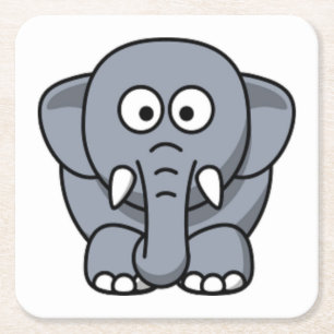 DESSOUS DE VERRE CARRÉ ÉLÉPHANT GRIS