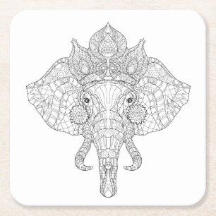 Dessous De Verre Carré Éléphant Zendoodle principal