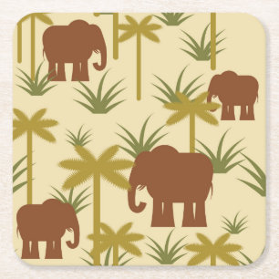 Dessous De Verre Carré Éléphants et paumes dans le camouflage