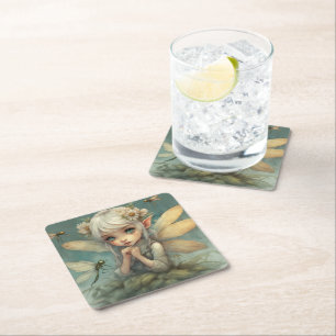 Dessous De Verre Carré Elfe et libellule 2
