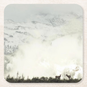Dessous De Verre Carré Elk at Grand Teton National Park Photographie