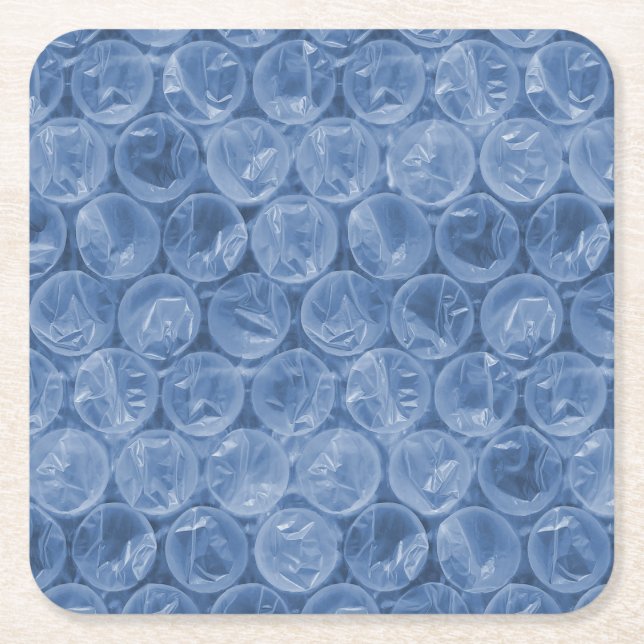 Dessous De Verre Carré Emballage de bulle bleue (Devant)