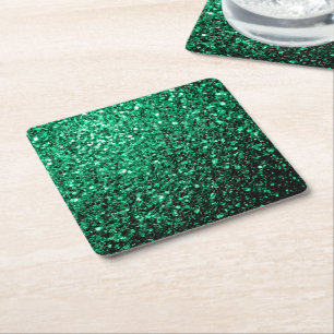 Dessous De Verre Carré Émeraude de parties scintillant verte