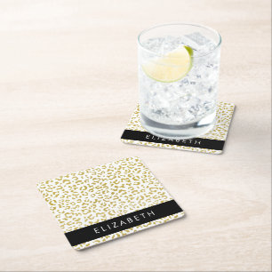 Dessous De Verre Carré Empreinte de léopard, Leopard d'or, Parties scinti
