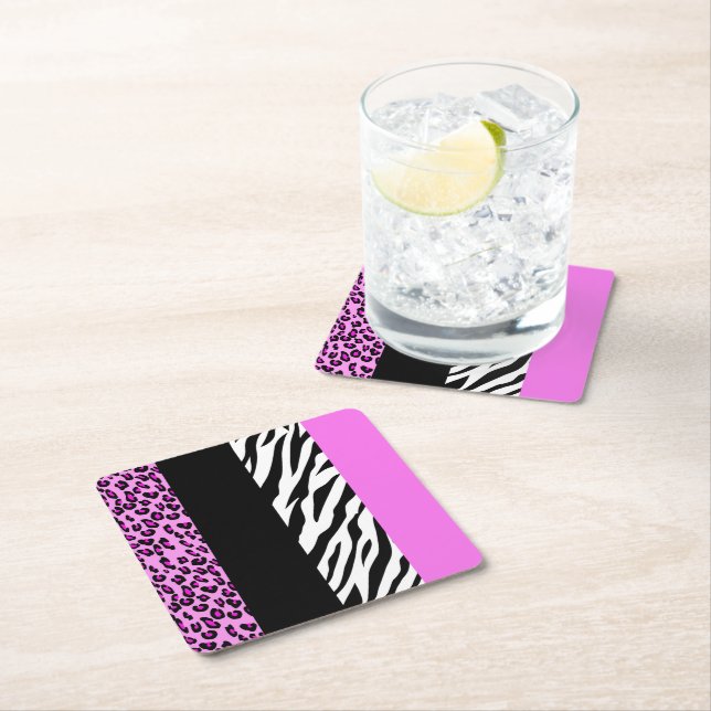 Dessous De Verre Carré Empreinte de léopard, Zebra Print, Poster de anima (En situation)
