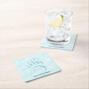 Dessous De Verre Carré Empreinte de patte d'ours polaire