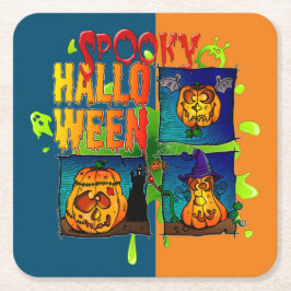 Dessous-de-verre Carré En Papier Spooky Halloween
