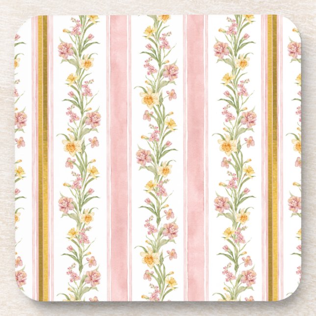 Dessous de verre Carré en plastique dur en or rose (Devant)