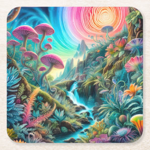 Dessous De Verre Carré Enchanted Psychedelic Dreamscape