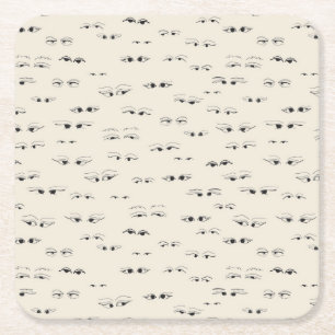 Dessous De Verre Carré Encre amusante pour les yeux dessin motif d'art