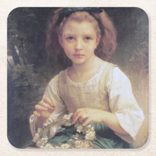 Dessous De Verre Carré Enfant Braiing a Crown, Bouguereau