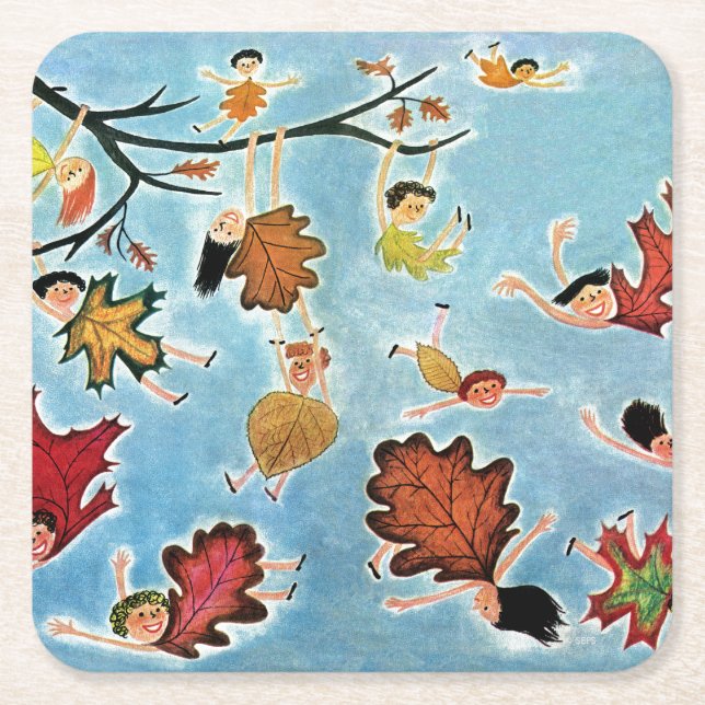 Dessous De Verre Carré Enfants de feuille (Devant)