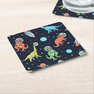 Dessous De Verre Carré Enfants Dinosaur Astronaut Motif