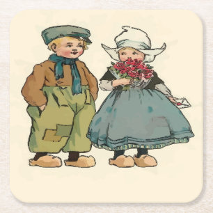Dessous De Verre Carré Enfants hollandais mignons