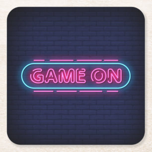 Dessous De Verre Carré Enseigne néon simulée Cool & Colorful Game On
