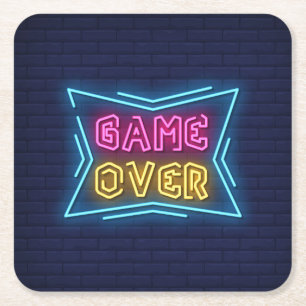 Dessous De Verre Carré Enseigne simulée néon GAME OVER cool