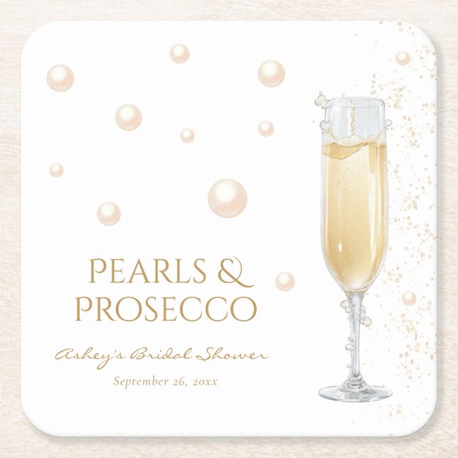Dessous De Verre Carré Enterrement de vie de jeune fille Perles et Prosec (Devant)