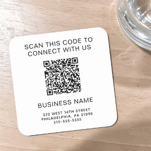 Dessous De Verre Carré Entreprise moderne QR Code Promo