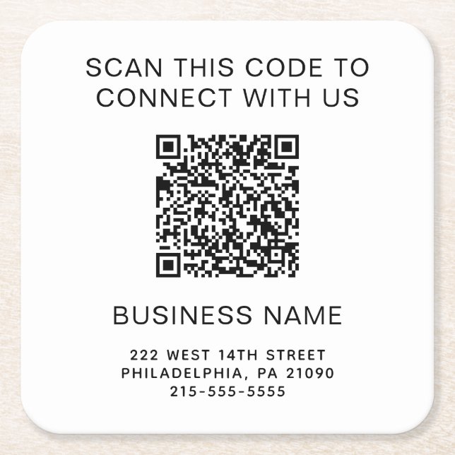 Dessous De Verre Carré Entreprise moderne QR Code Promo (Devant)