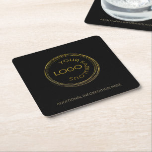 Dessous De Verre Carré Entreprise personnalisée Black Gold Ajouter votre 
