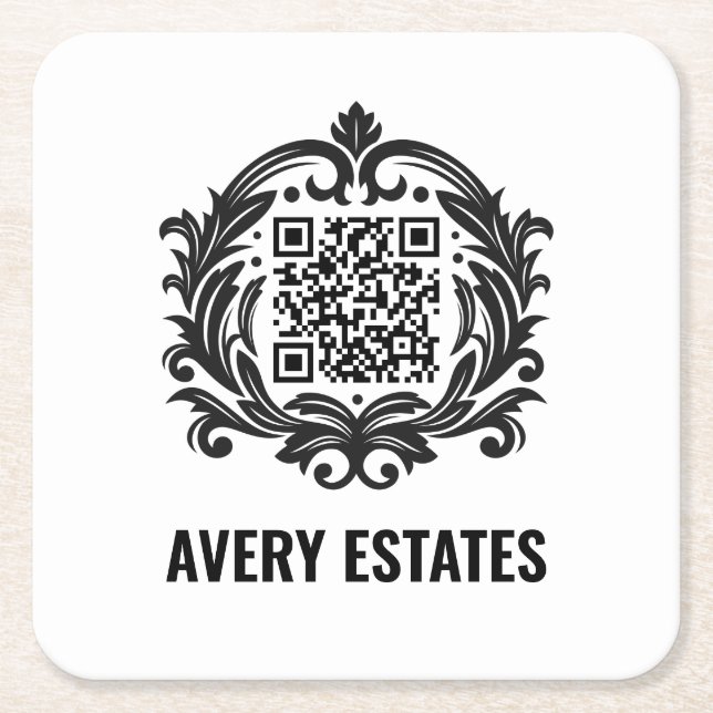 Dessous De Verre Carré Entreprise personnalisée | Code QR (Devant)